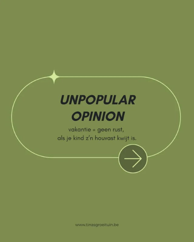 De vakantie is al even bezig… 
en toch voel je allesbehalve rust.

Je kinderen botsen op alles. 
Jij ook. Je dacht: dit zou ontspanning moeten zijn. 
Maar het lijkt meer op overleven.

Dat is geen fout. Da’s normaal.

Want het brein van je kind snakt naar houvast. 
En de jouwe misschien ook.
En als die er ineens niet meer is – geen structuur, geen plan, geen voorspelbaarheid – dan komt dat eruit.
Vaak op een manier die je net niet wil: boze buien, ruzie, druk gedrag.

In mijn praktijk zie ik het elke week. En Millie voelt het nog voor het uitgesproken wordt. 
Zij ontspant pas… als jullie dat ook doen.

In deze carrousel toon ik je waarom vakantie bij zoveel gezinnen niet vanzelf loopt.
En wat je kan doen om de rust te laten terugkeren, zonder een strak schema.

Wil je daar meteen mee aan de slag? Vraag je eigen ‘Summervibes’ aan. Geen druk, geen prestatie. Gewoon rust en verbinding.

#tinasgroeituin #vakantiegedrag 
#bewustouderschap #ouderkracht 
#xilliemilliesummervibes #kampmama